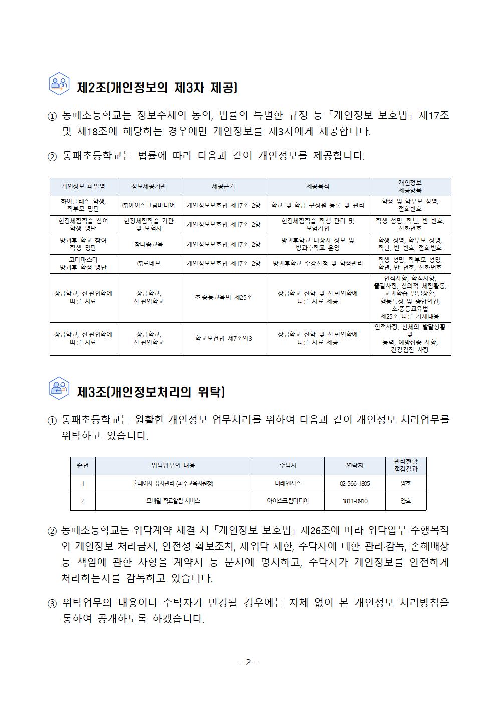 2024학년도 동패초등학교 개인정보 처리방침 개정(7월16일)002